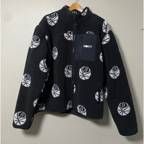 NEW ROKIT men's misfit polar fleece jacket in black men 2XL - Picture 8 of 8